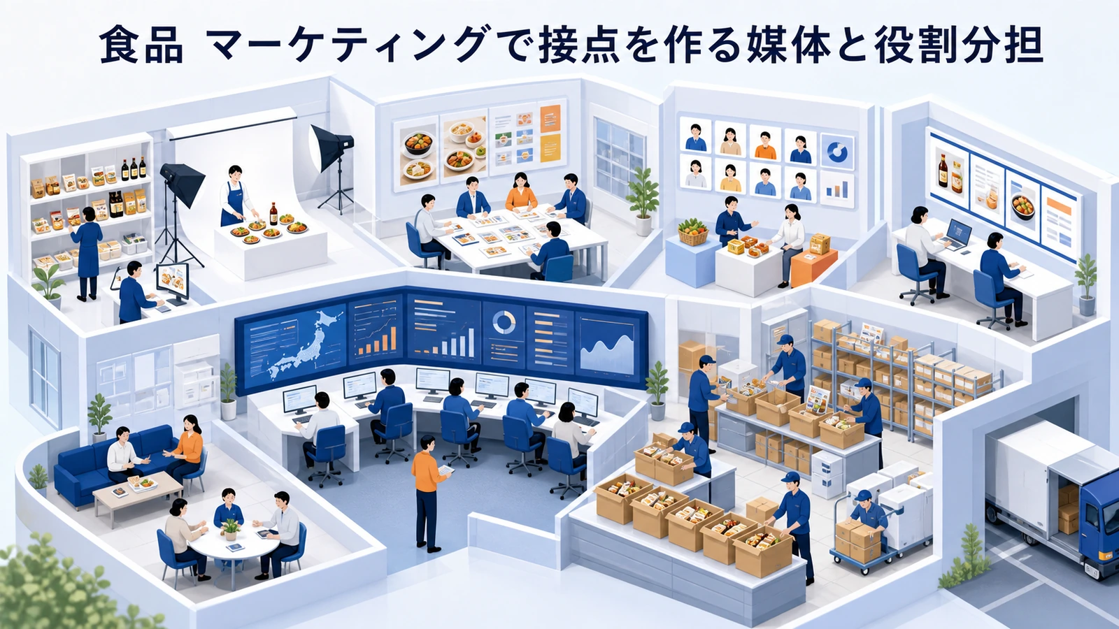 食品 マーケティングで接点を作る媒体と役割分担