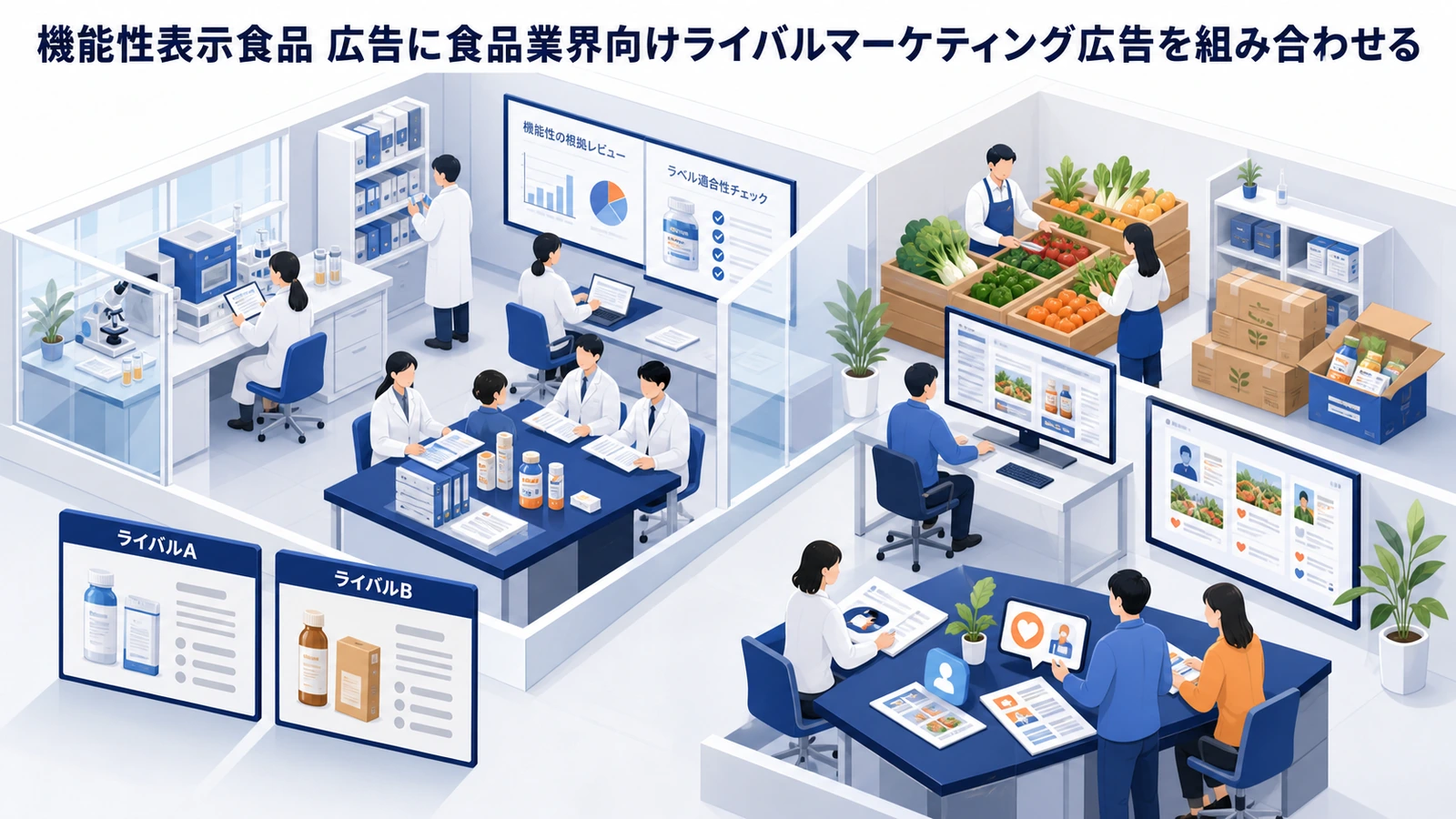機能性表示食品 広告に食品業界向けライバルマーケティング広告を組み合わせる