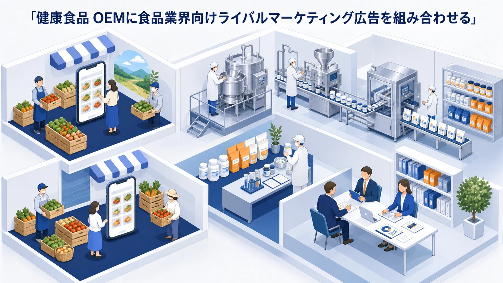 健康食品 OEMに食品業界向けライバルマーケティング広告を組み合わせる