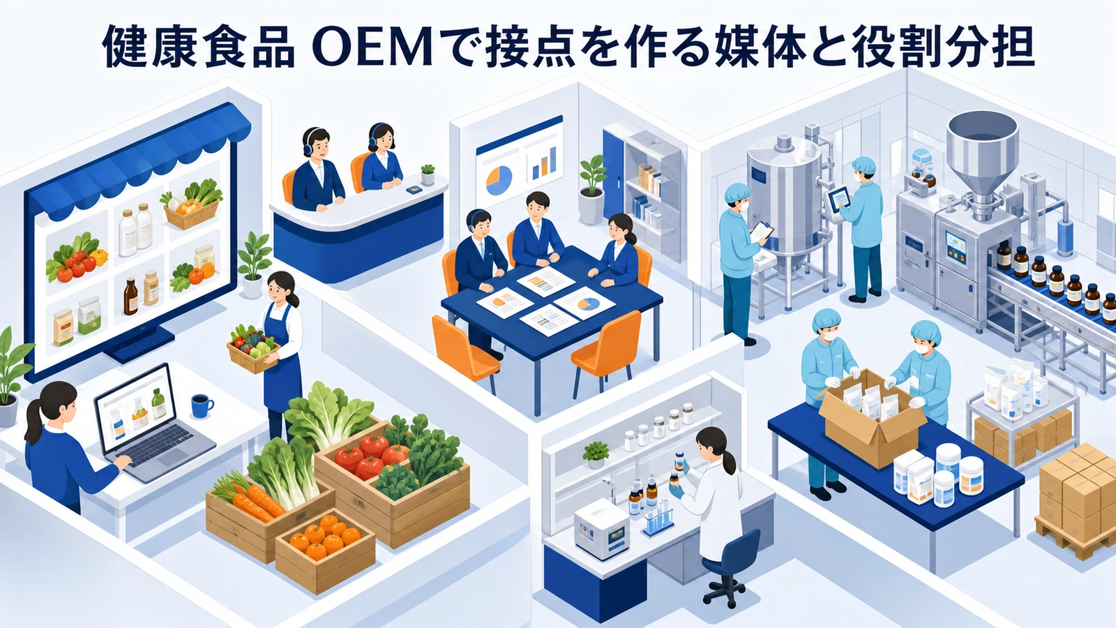 健康食品 OEMで接点を作る媒体と役割分担
