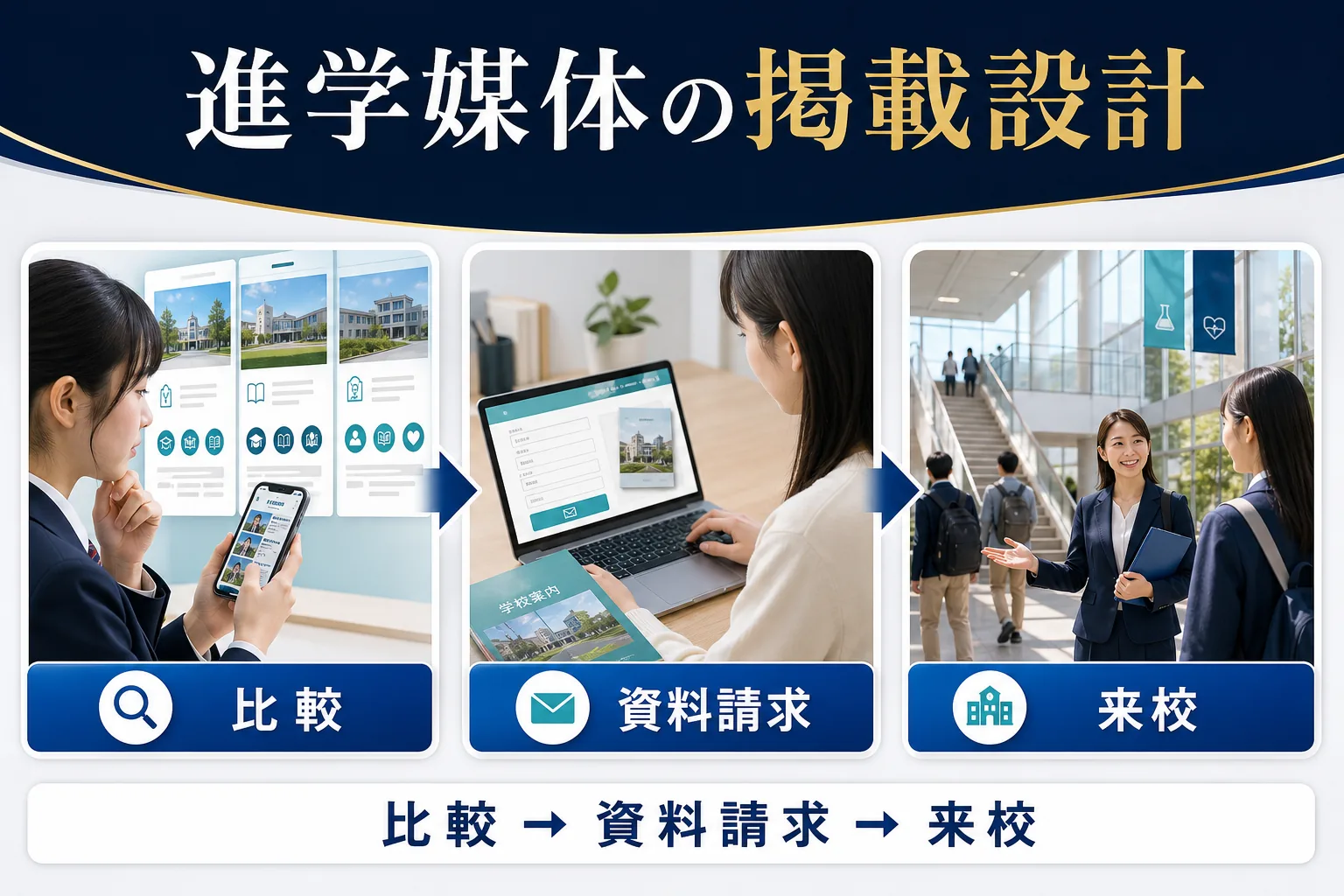 ベスト進学ネットは掲載前に資料請求・来校・出願のどこを増やすか決めるを実務で判断するためのImage 2.0図解