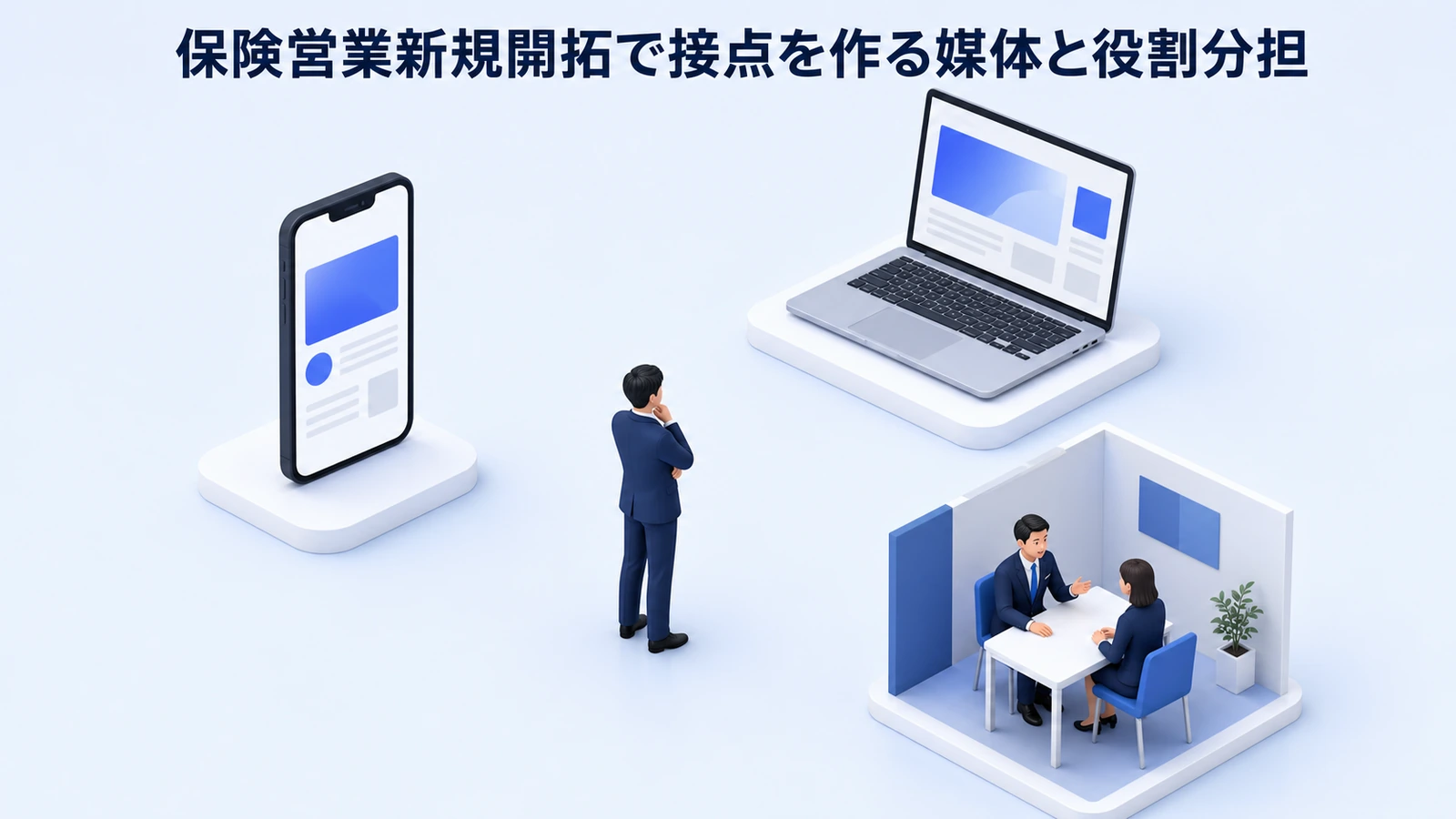 保険営業新規開拓で接点を作る媒体と役割分担