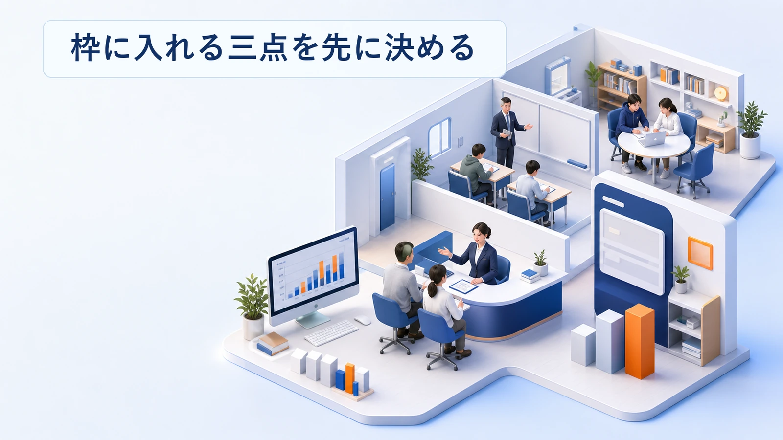 塾ナビの掲載枠に入れる三点を優先して決める考え方の図解
