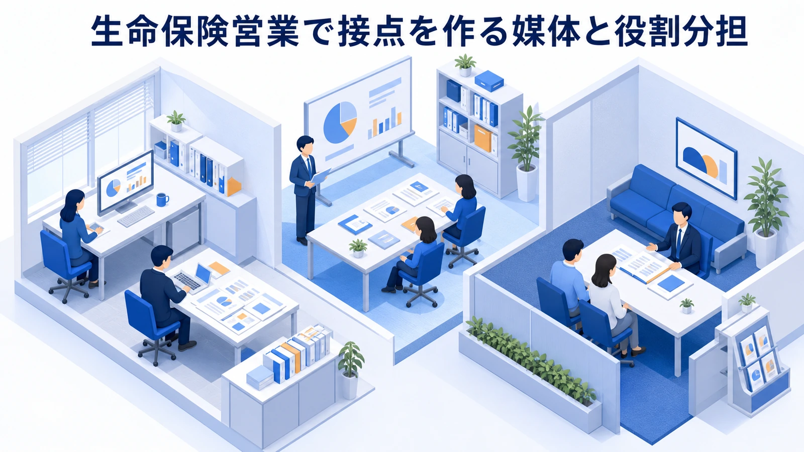 生命保険営業で接点を作る媒体と役割分担