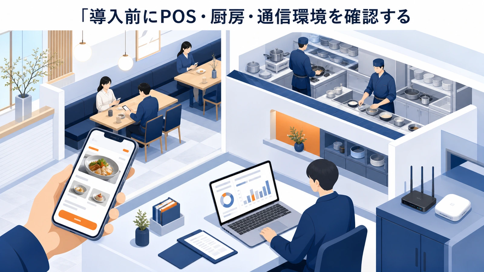 導入前にPOS・厨房・通信環境を確認する