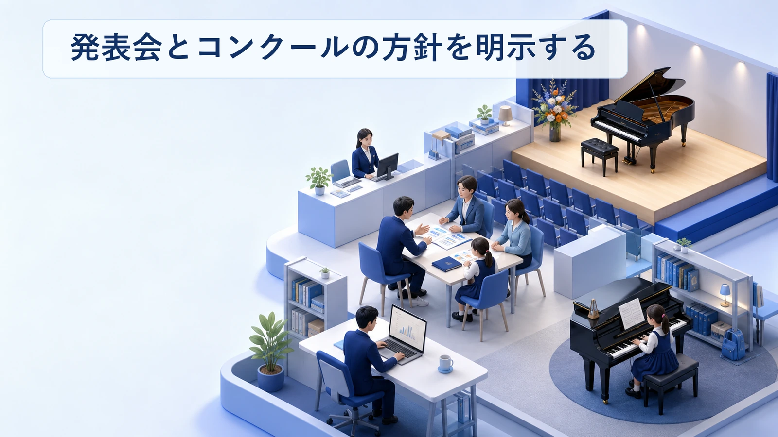 ピアノ教室の発表会とコンクールの方針を明示する方法を整理した図解
