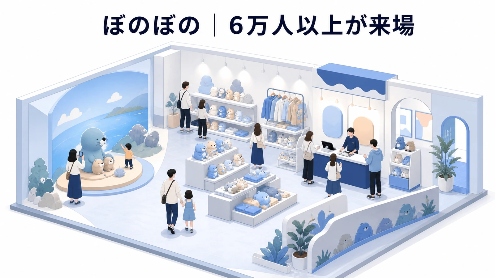 ぼのぼのの体験型ポップアップストアに6万人以上が来場した事例イメージ