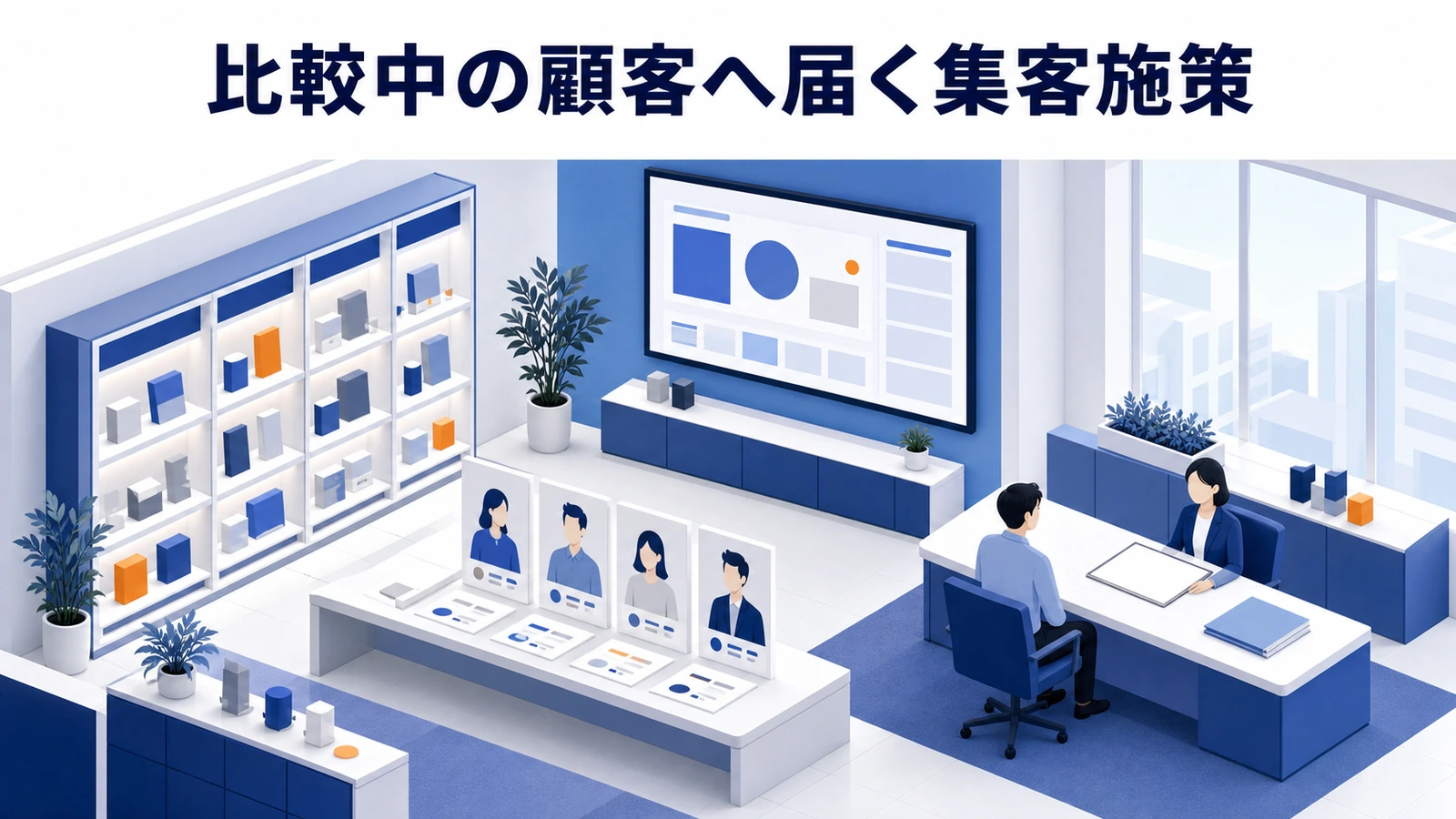 競合ブランドを比較中の顧客へポップアップ情報を届ける図解