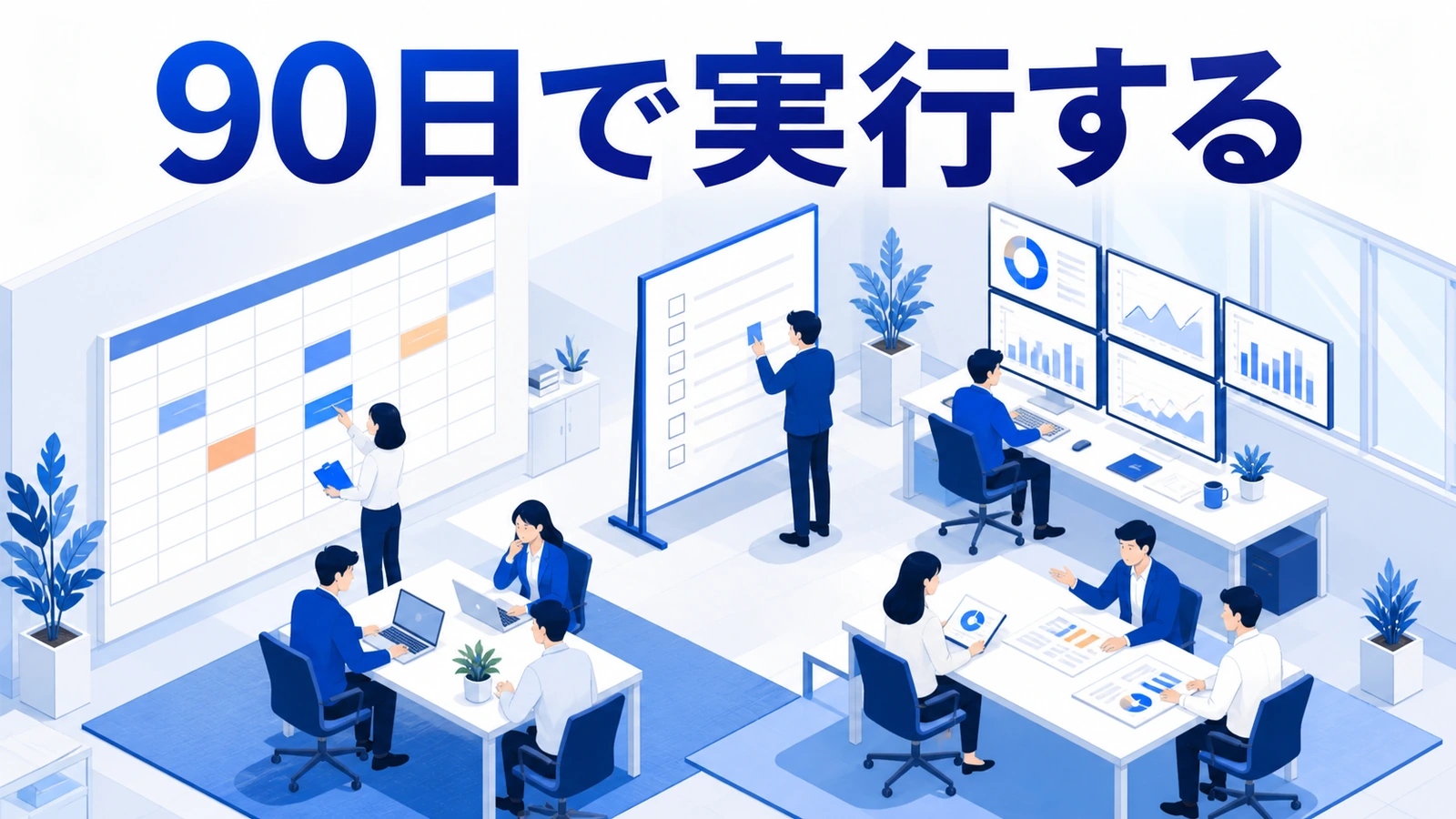 準備、実行、評価の90日でプロモーション戦略を進める計画