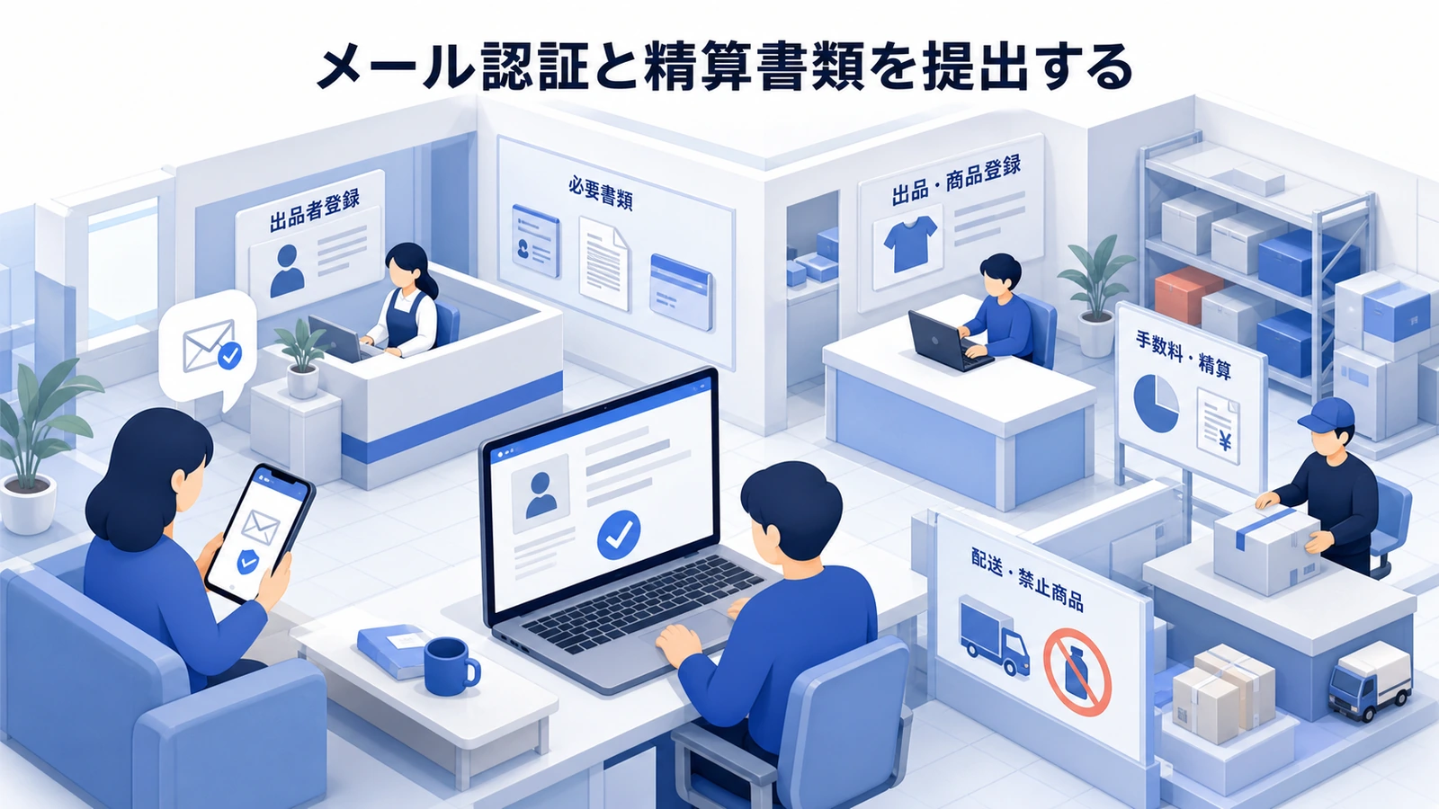 メール認証と精算書類を提出する