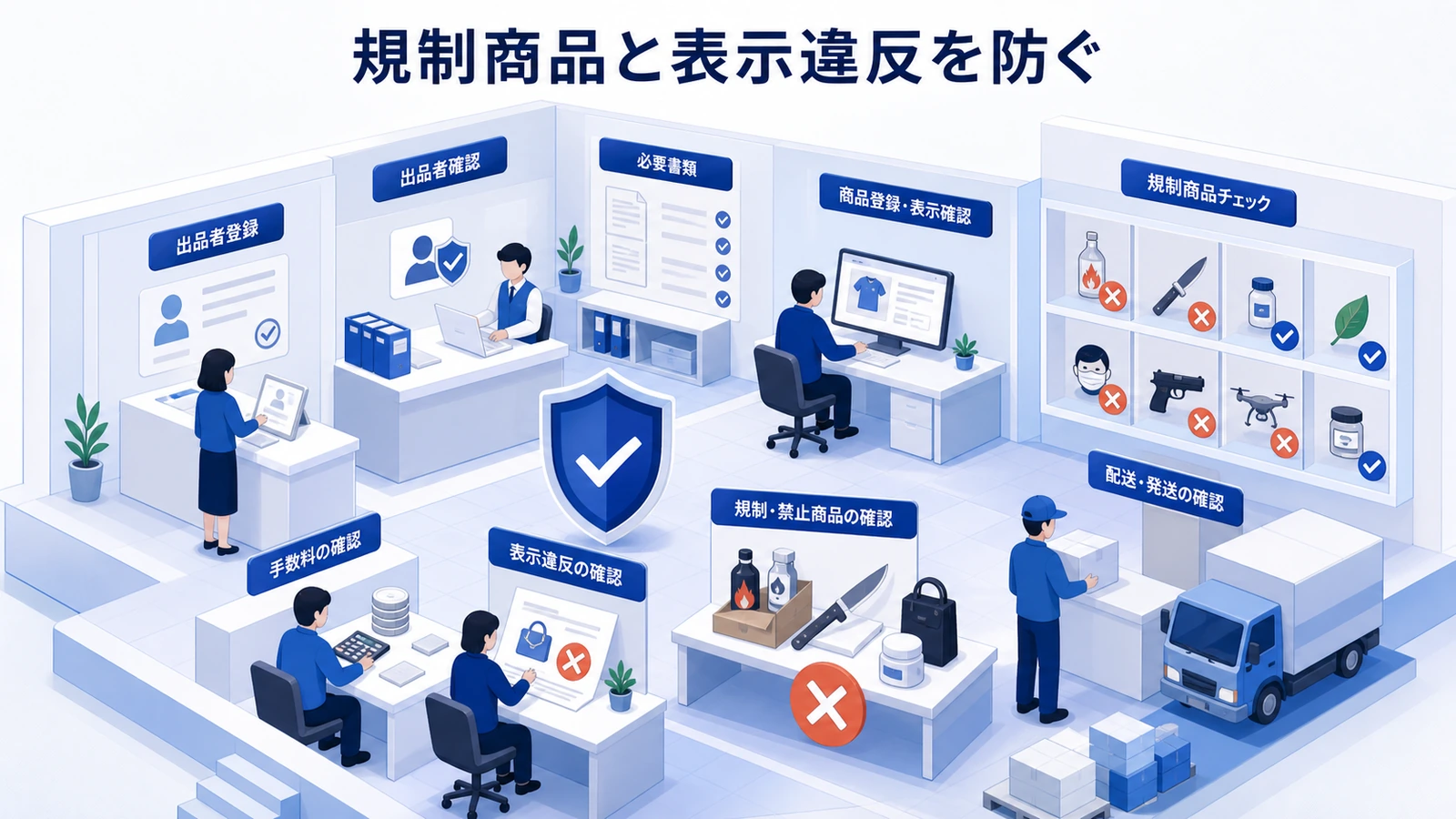 規制商品と表示違反を防ぐ