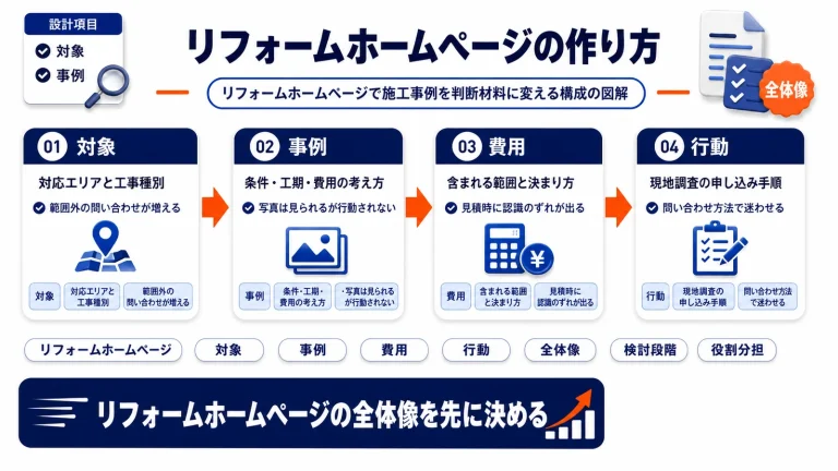 リフォームホームページの作り方｜施工事例と見積導線の設計