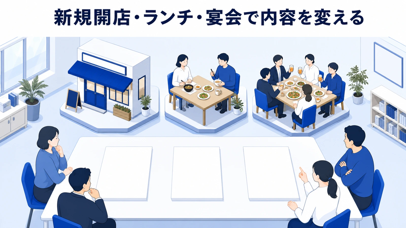 新規開店・ランチ・宴会で内容を変える