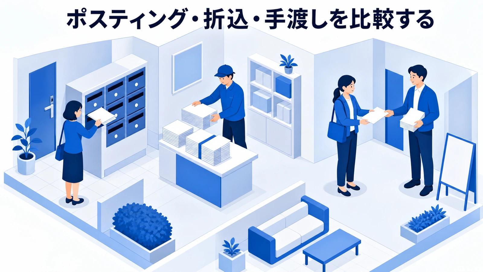 ポスティング・折込・手渡しを比較する