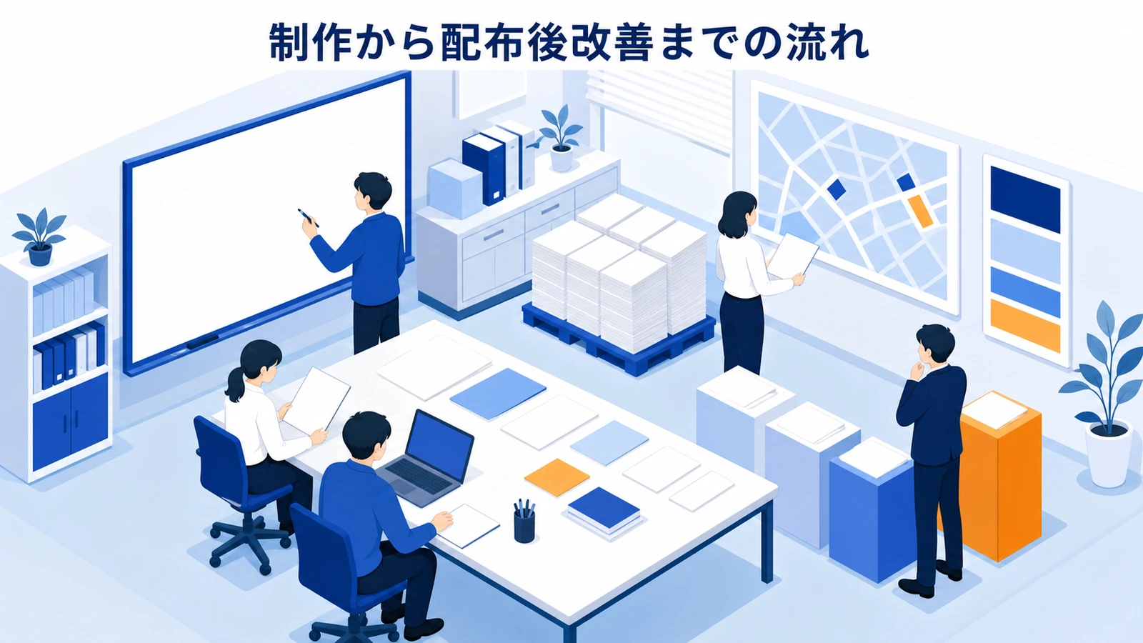 制作から配布後改善までの流れ