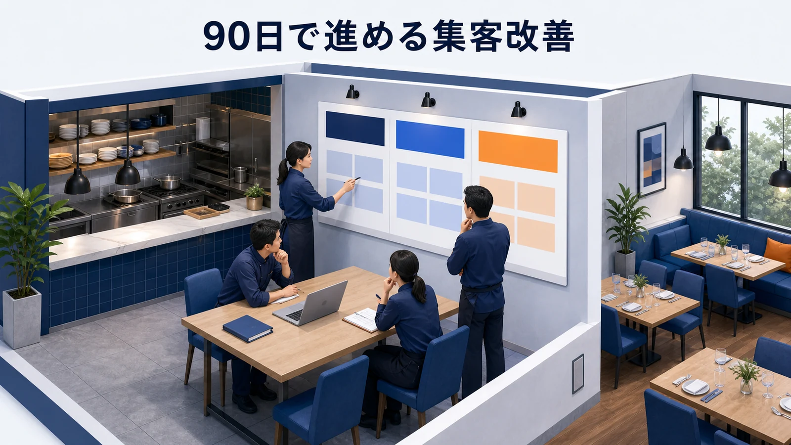 飲食店集客を90日で改善するロードマップの図解