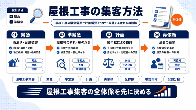 屋根工事の集客方法｜点検依頼から見積・受注につなげる設計