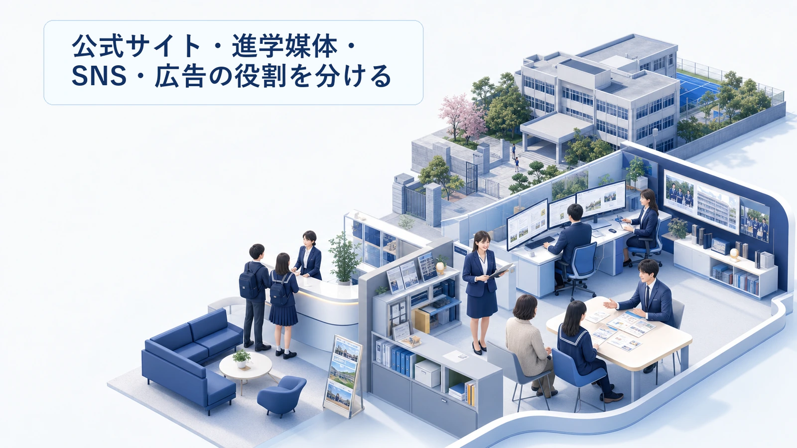 公式サイト・進学媒体・SNS・広告の役割を分ける