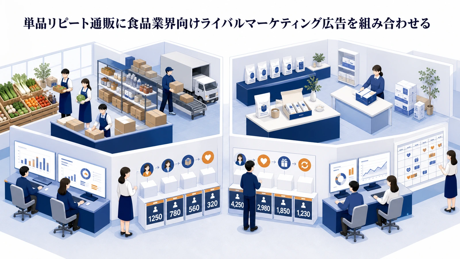 単品リピート通販に食品業界向けライバルマーケティング広告を組み合わせる
