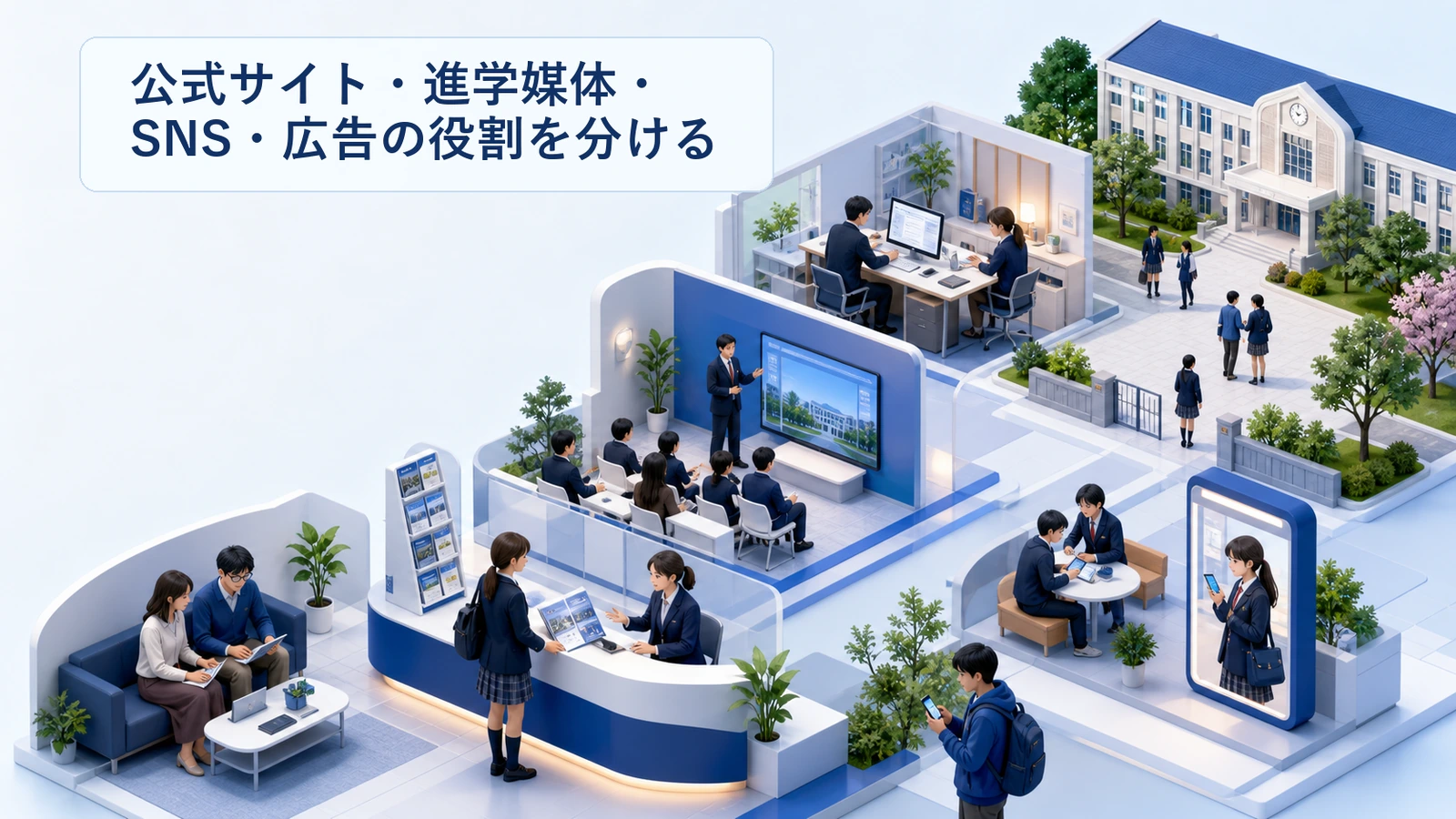 公式サイト・進学媒体・SNS・広告の役割を分ける