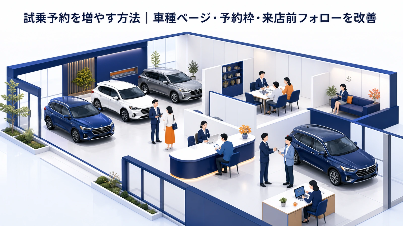 試乗予約を増やす方法｜車種ページ・予約枠・来店前フォローを改善