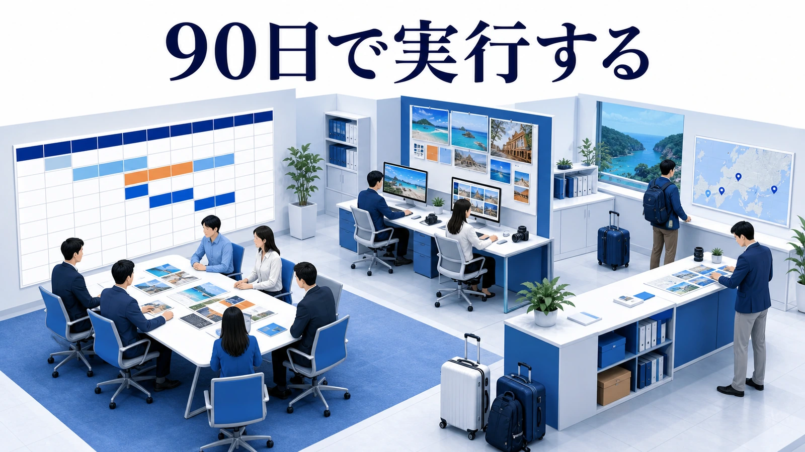 準備、制作、配信、現地運用、評価を90日で進める観光マーケティング計画