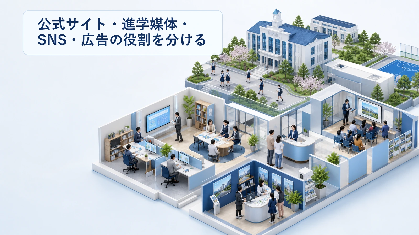 公式サイト・進学媒体・SNS・広告の役割を分ける