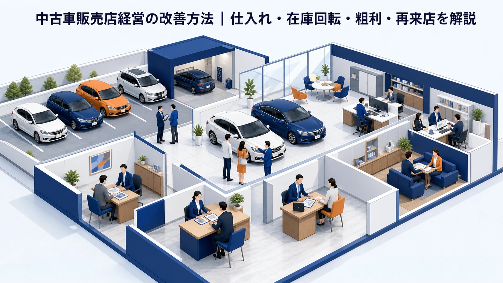 中古車販売店経営の改善方法｜仕入れ・在庫回転・粗利・再来店を解説