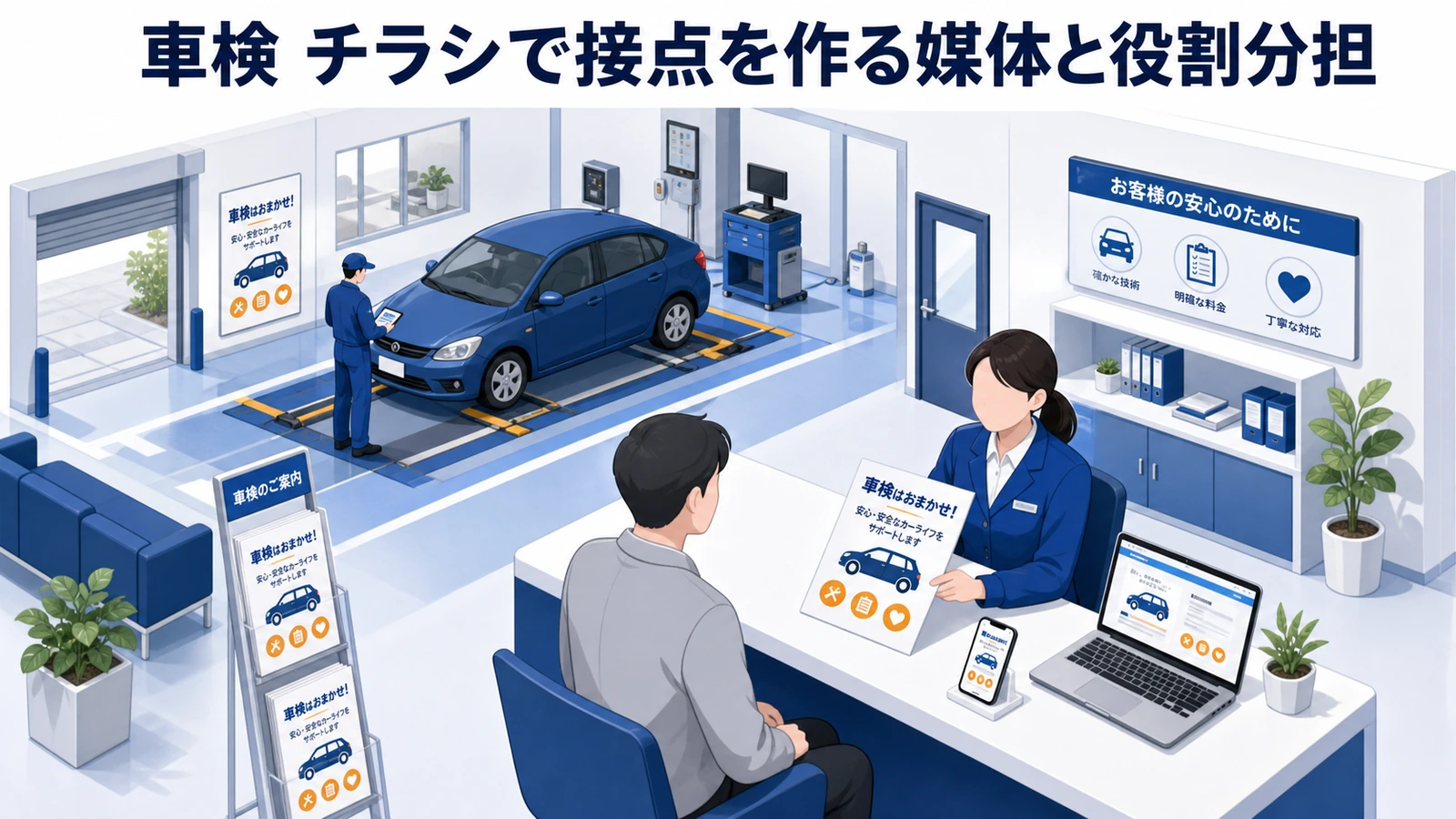 車検 チラシで接点を作る媒体と役割分担