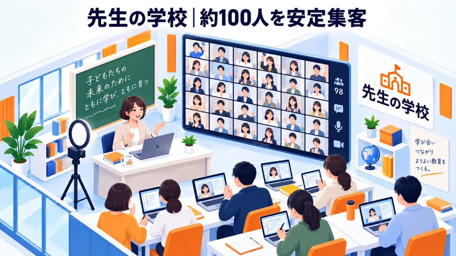 先生の学校が小規模イベントの継続で100人規模の集客力を育てた事例イメージ