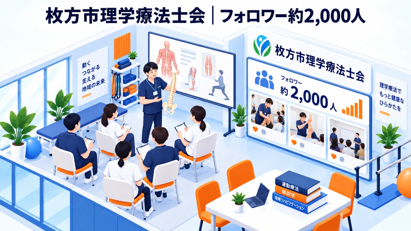 枚方市理学療法士会がフォロー機能とアーカイブで研修申込を増やした事例イメージ