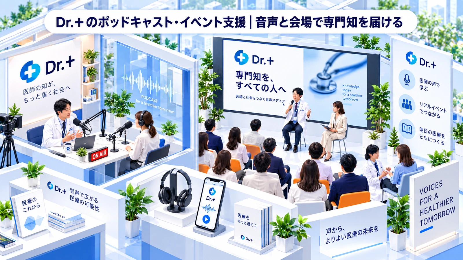 Dr.+のポッドキャスト・イベント支援の専門家キャスティング成功事例