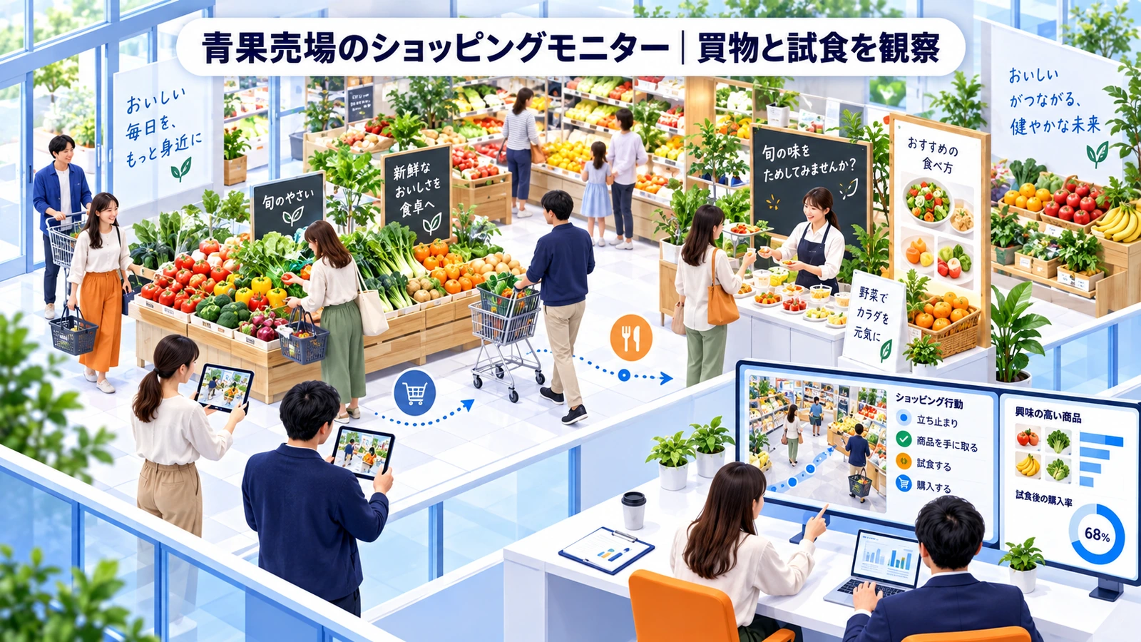 青果売場のショッピングモニターの体験型マーケティング成功事例
