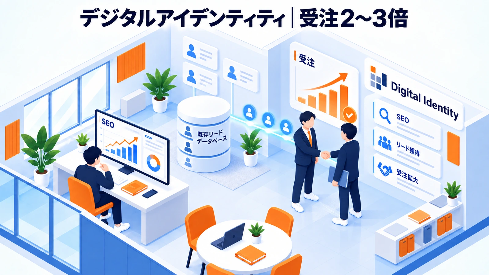 デジタルアイデンティティが顧客データ統合で既存リードからの受注を増やした事例イメージ
