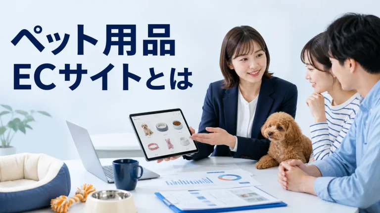 ペット用品 ECサイトとはを内容別のオリジナル構図で整理した図解