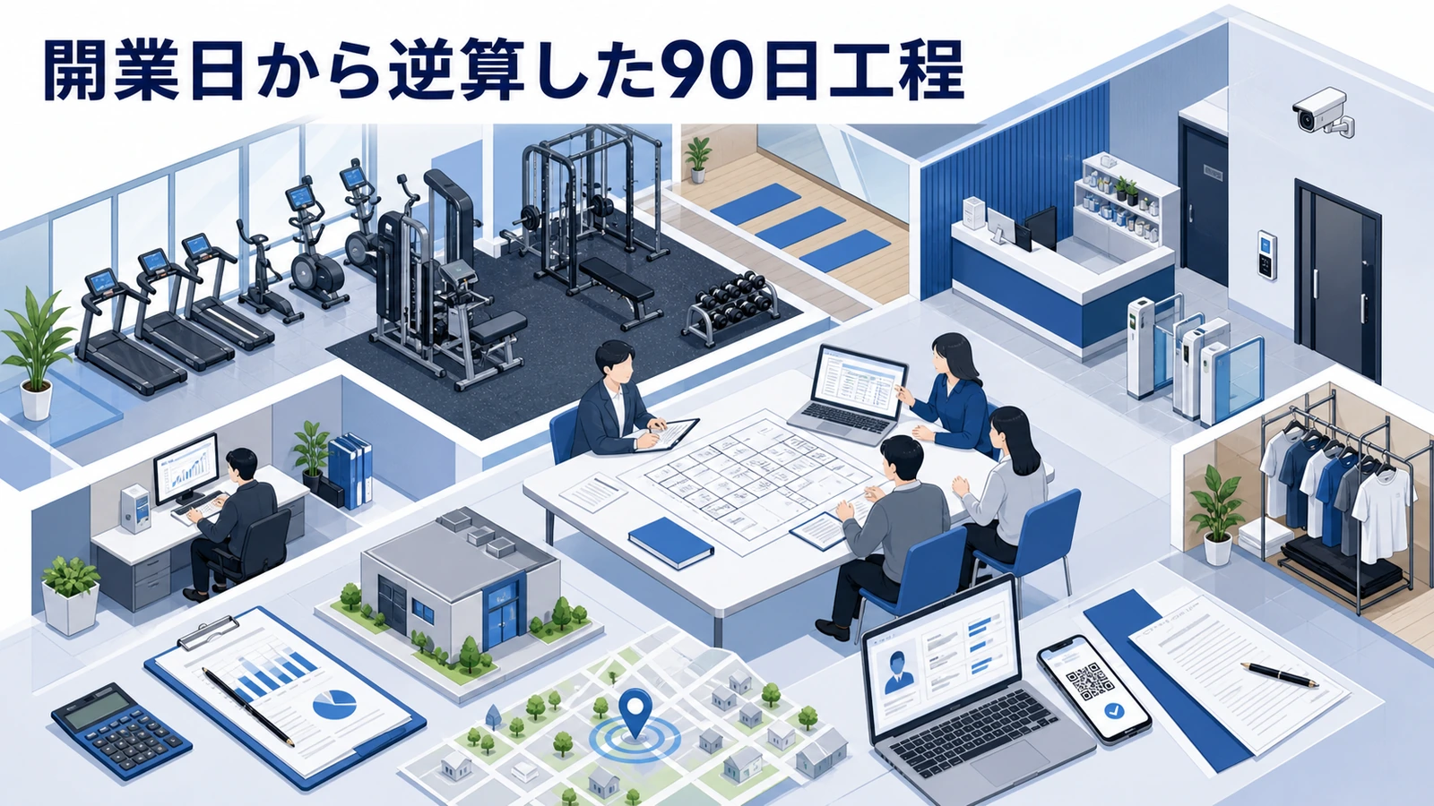 開業日から逆算した90日工程