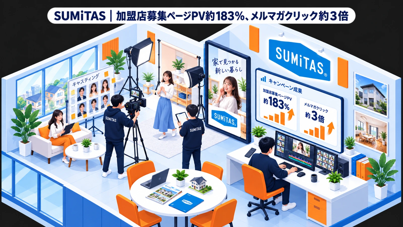 SUMiTAS|加盟店募集ページPV約183%、メルマガクリック約3倍のタレントキャスティング成功事例