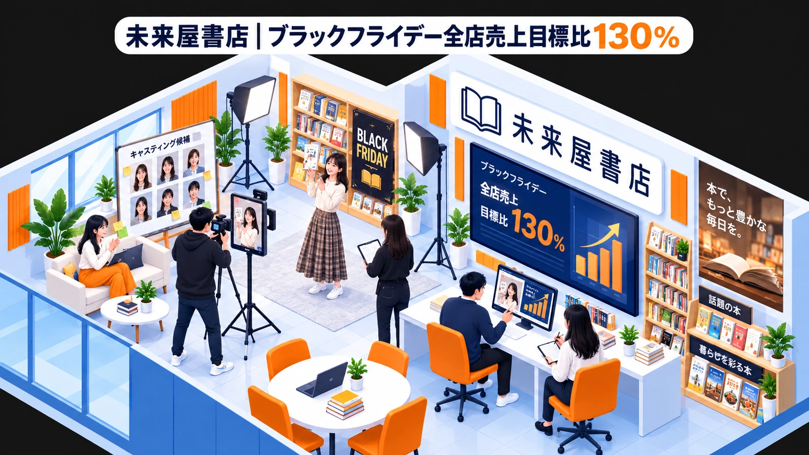 未来屋書店|ブラックフライデー全店売上目標比130%のタレントキャスティング成功事例