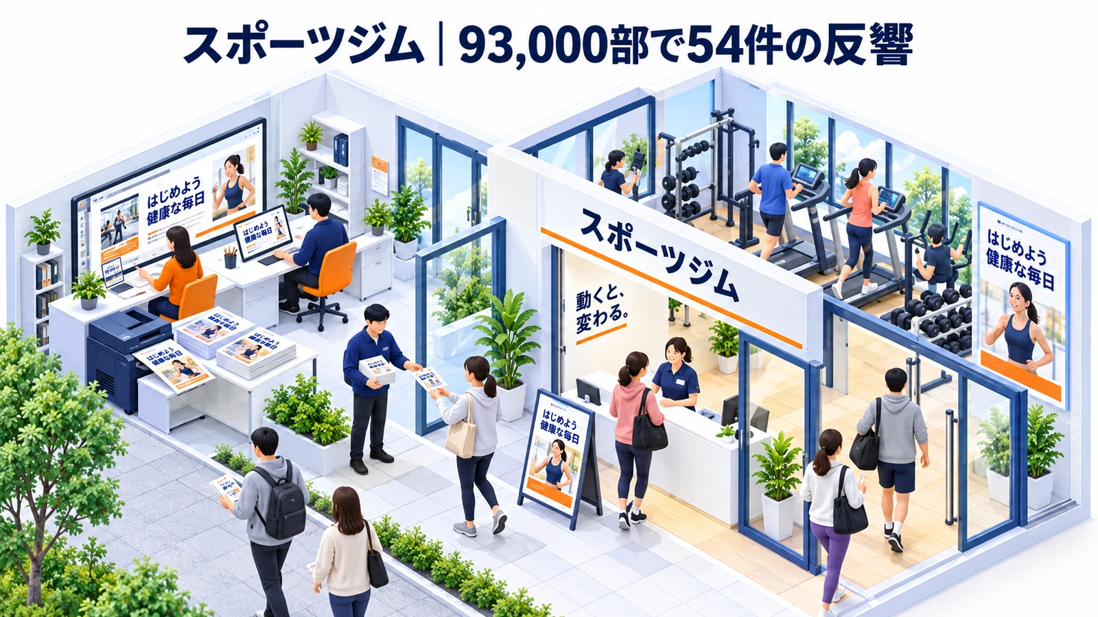 スポーツジム｜93,000部で54件の反響のチラシ集客成功事例