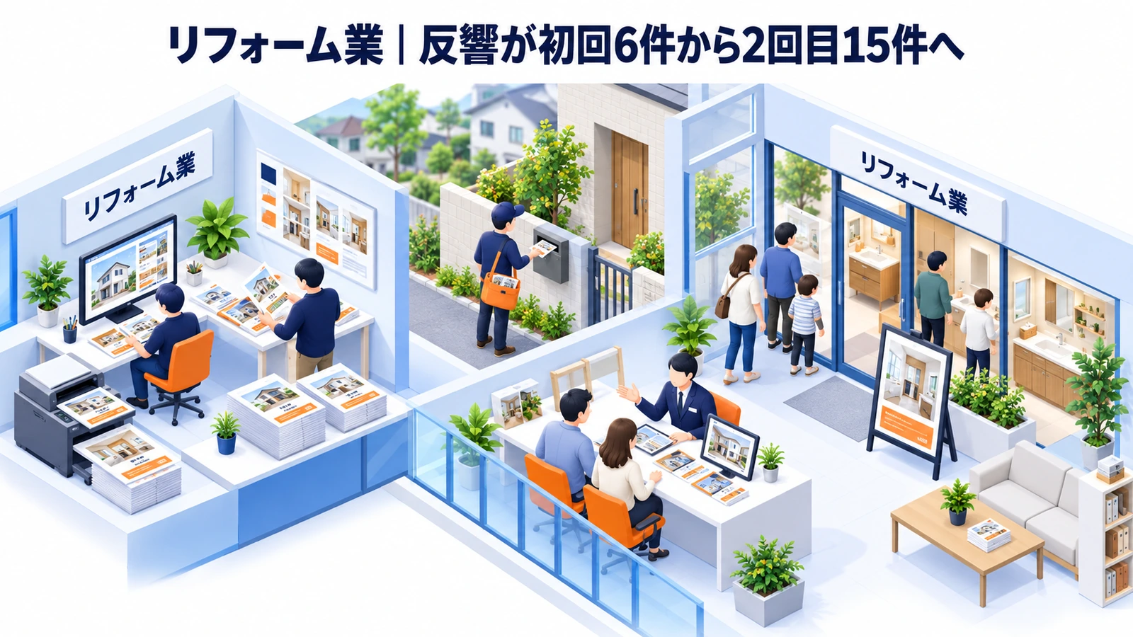 リフォーム業｜反響が初回6件から2回目15件へのチラシ集客成功事例
