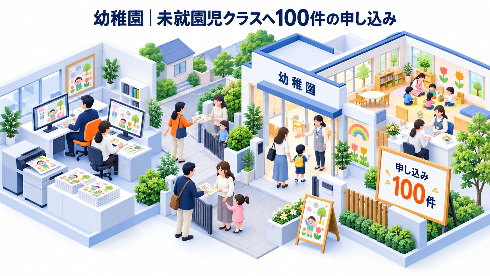 幼稚園｜未就園児クラスへ100件の申し込みのチラシ集客成功事例