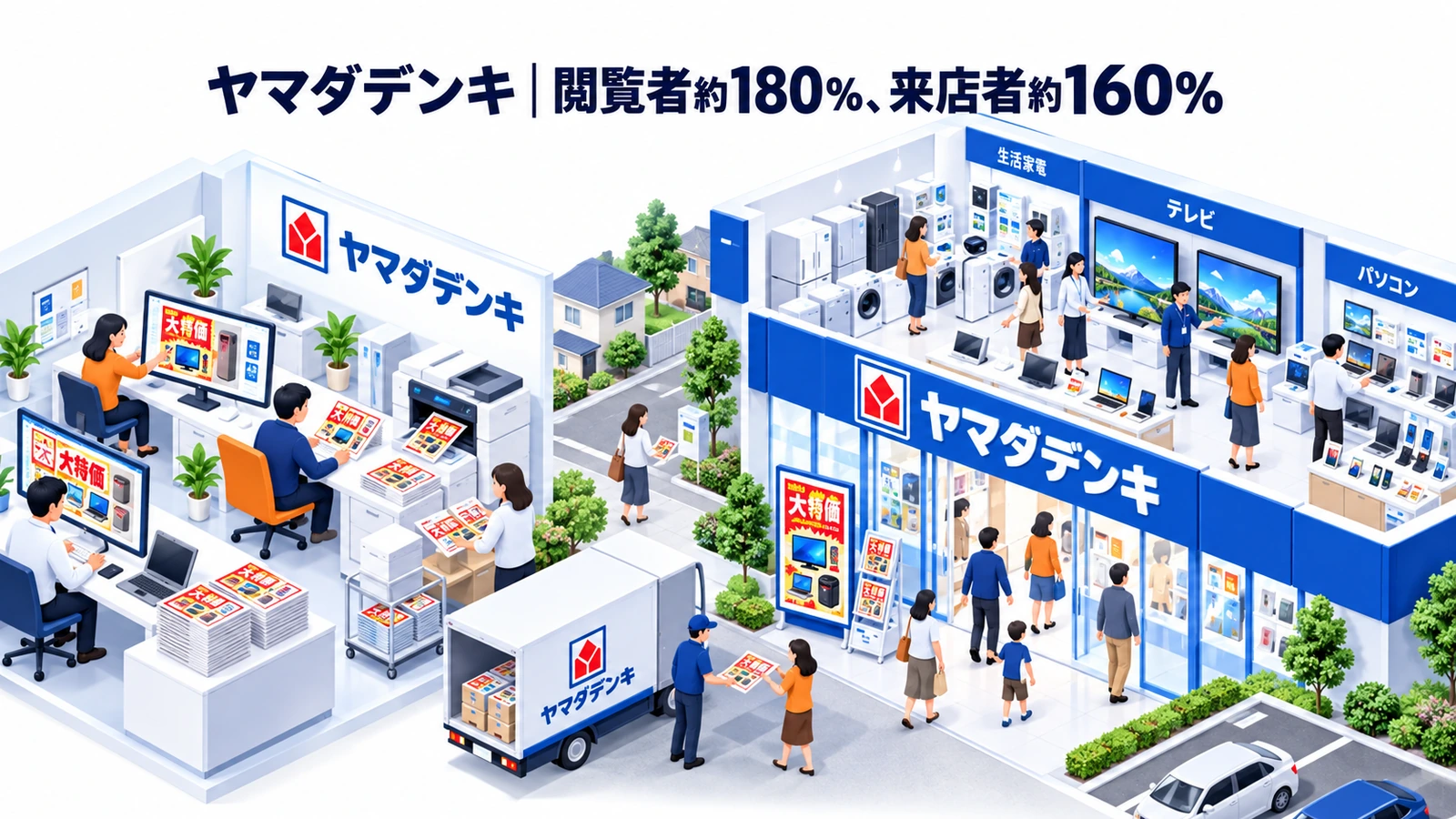 ヤマダデンキ｜閲覧者約180％、来店者約160％のチラシ集客成功事例