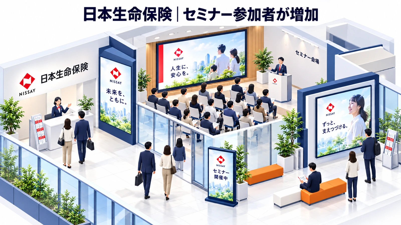 日本生命保険のデジタルサイネージ広告成功事例