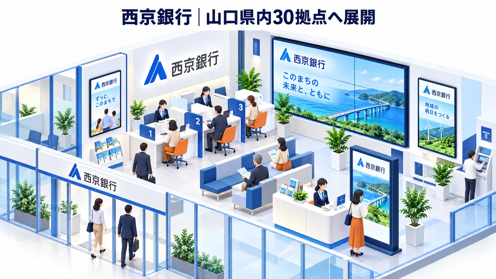 西京銀行のデジタルサイネージ広告成功事例