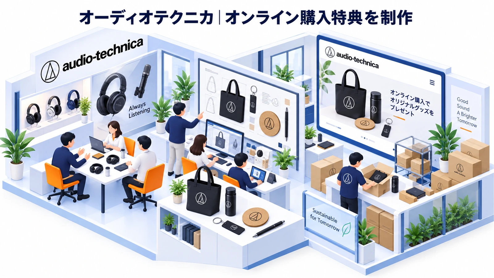 オーディオテクニカのノベルティ制作成功事例
