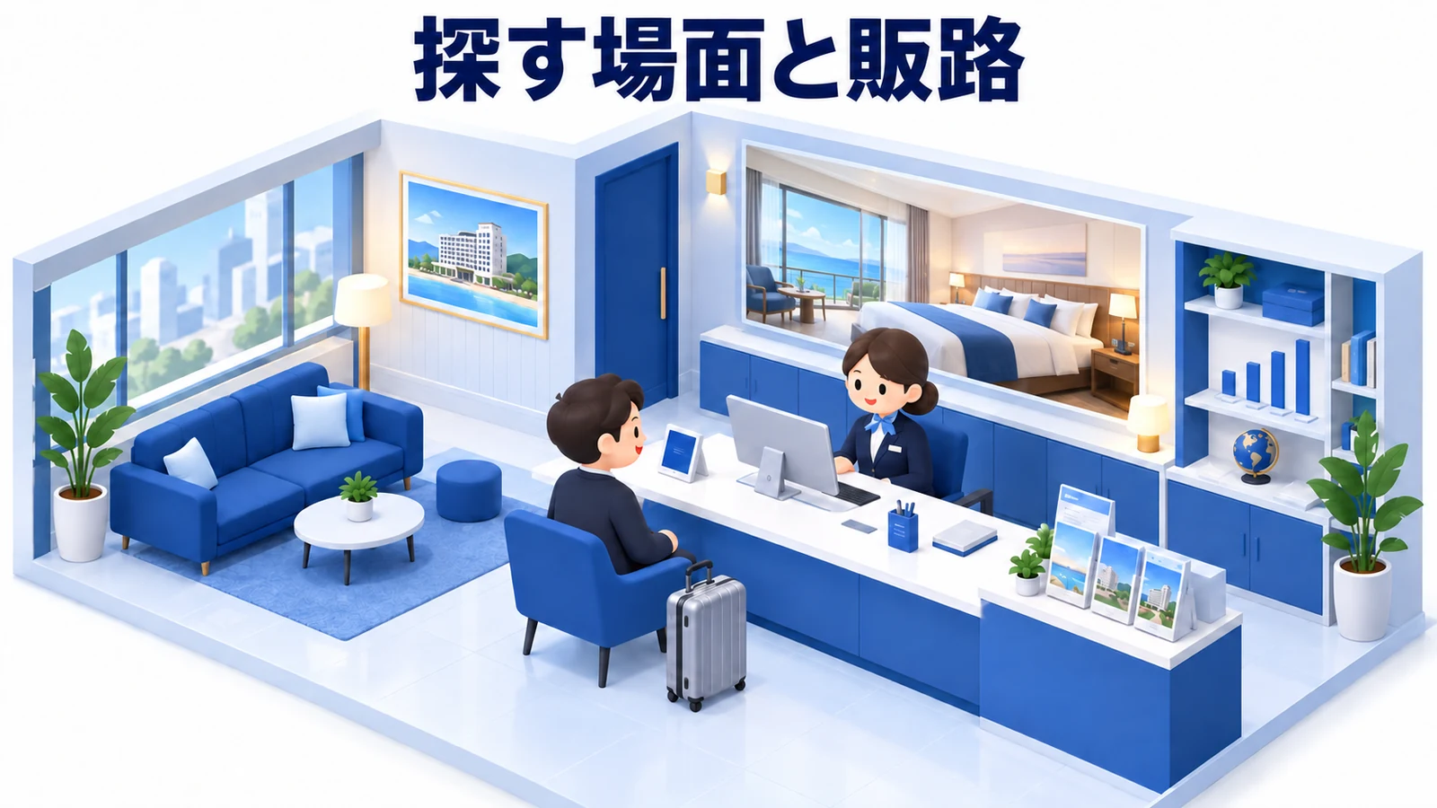 販路は施設を探す場面に合わせて選ぶの図解
