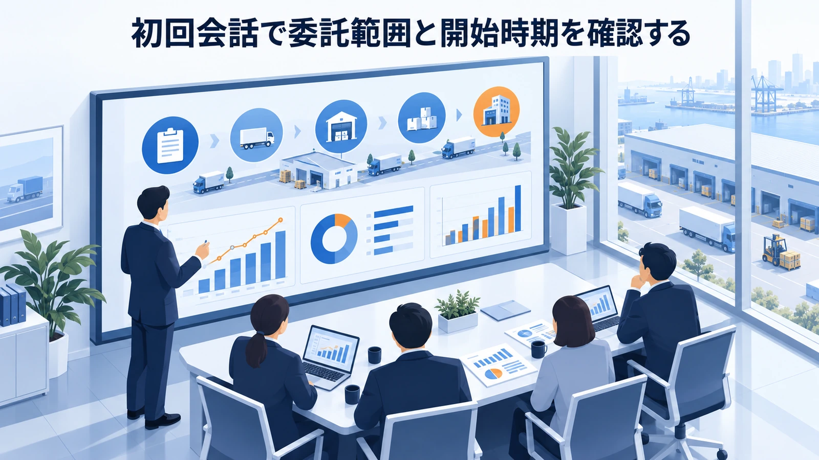 「初回会話で委託範囲と開始時期を確認する」の要点を整理したImage 2.0図解