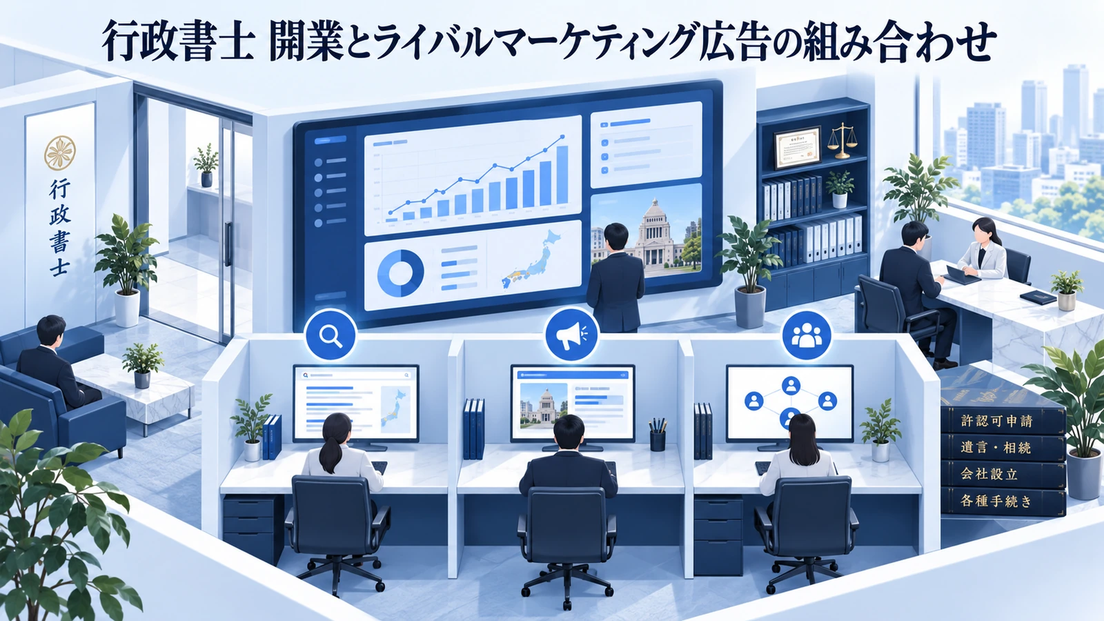 「行政書士 開業とライバルマーケティング広告の組み合わせ」を整理したImage 2.0図解