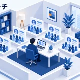 広告 リーチを表した青白のアイソメトリック画像