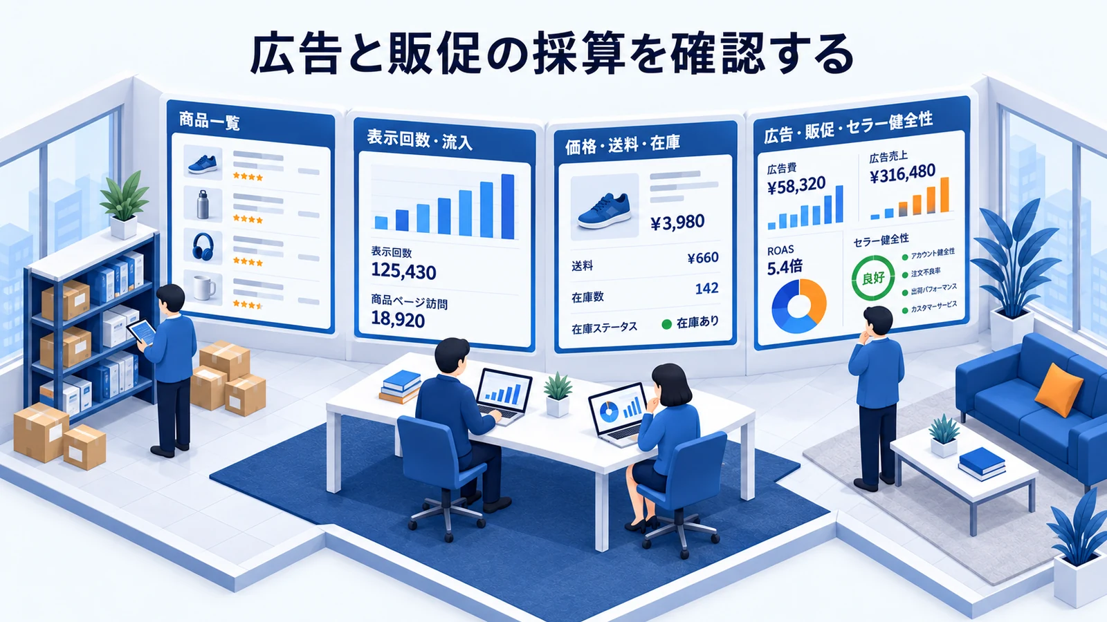 広告と販促の採算を確認するを確認するAmazon出品者のImage 2.0図解